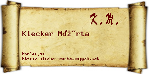 Klecker Márta névjegykártya