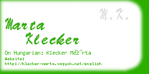 marta klecker business card